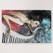 Piano Lady Feeling Music Jigzaag Puzzle Legpuzzel (Horizontaal)