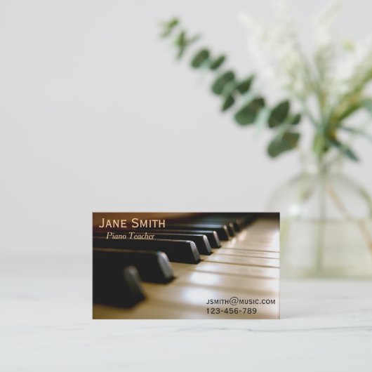 Piano-leraar freelance muziekleraar visitekaartje (Staand voorkant)