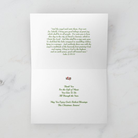 Piano-leraar kerstkaart feestdagen kaart (Binnen)