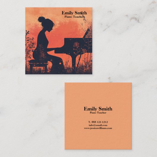 Piano-leraar Vierkante Visitekaartje (Voorkant / Achterkant)