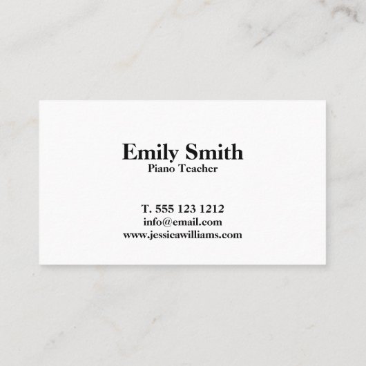 Piano-leraar Visitekaartje (Achterkant)