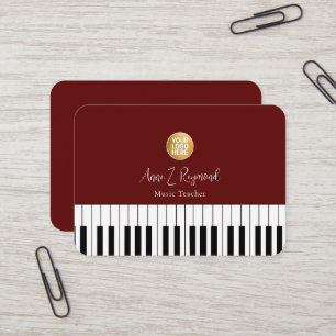 Piano Les Muziekleraar elegante rood Visitekaartje