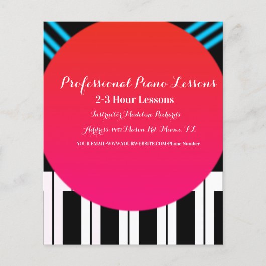 Piano Lesson Musical Keyboard Instructor Tutor Flyer (Voorkant)