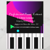Piano Lesson Neon Keyboard Instructor Tutor Flyer (Voorkant)