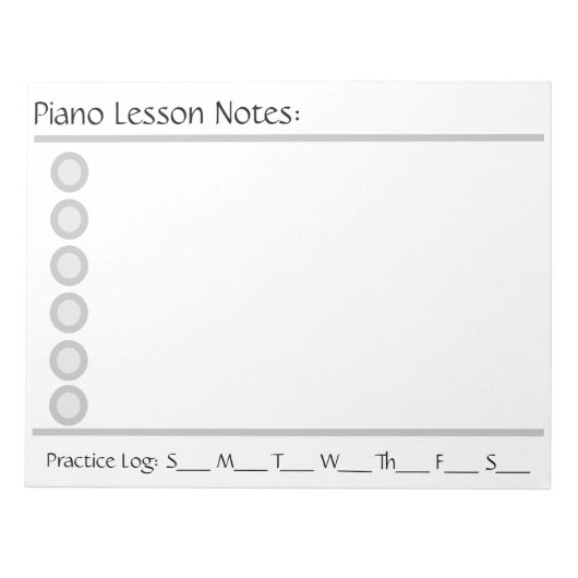 Piano Lesson Note Pad Notitieblok (Voorkant)