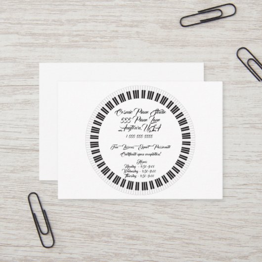 Piano Lesson Studio-Visitekaartje Visitekaartje (Voorkant / Achterkant in situ)