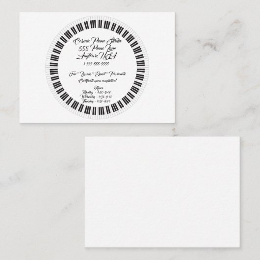 Piano Lesson Studio-Visitekaartje Visitekaartje (Voorkant / Achterkant)