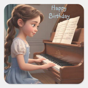 Piano Lesson Vierkante Sticker
