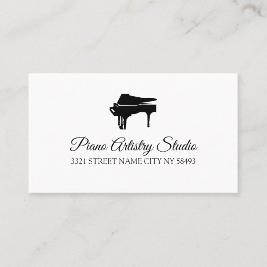 Piano Lessons Instructor Music Studio Business Ca Visitekaartje (Voorkant)
