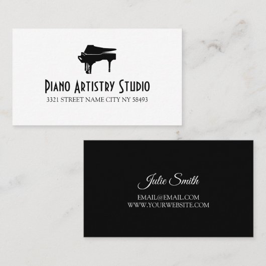 Piano Lessons Instructor Music Studio Business Ca Visitekaartje (Voorkant / Achterkant)