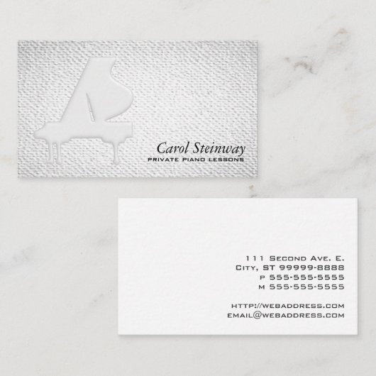 Piano Lessons Textured look Visitekaartje (Voorkant / Achterkant)