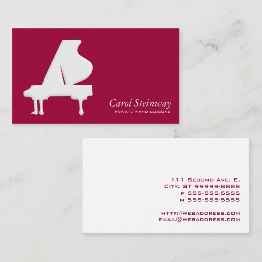 Piano Lessons Visitekaartje (Voorkant / Achterkant)