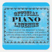 Piano License Square Sticker (Voorkant)