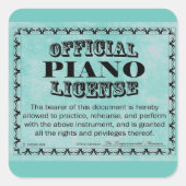 Piano License Square Sticker (Voorkant)