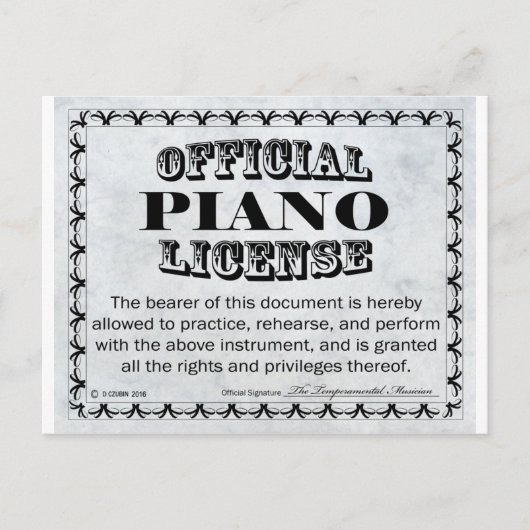 Piano-licentie Briefkaart (Voorkant)