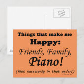 Piano maakt me gelukkig briefkaart (Voorkant / Achterkant)