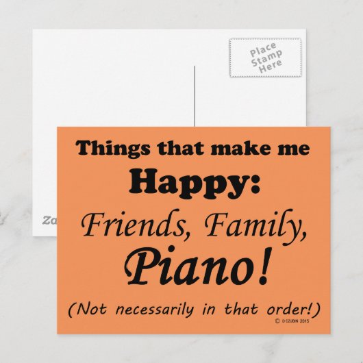 Piano maakt me gelukkig briefkaart (Voorkant / Achterkant)
