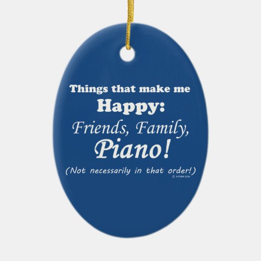 Piano maakt me gelukkig keramisch ornament (Voorkant)