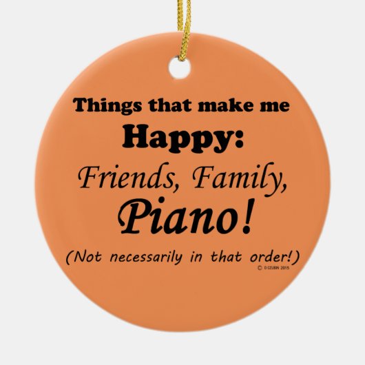 Piano maakt me gelukkig keramisch ornament (Voorkant)