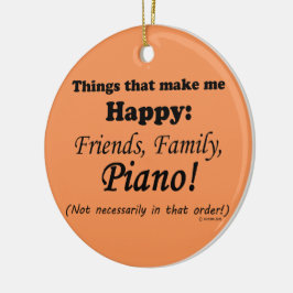 Piano maakt me gelukkig keramisch ornament