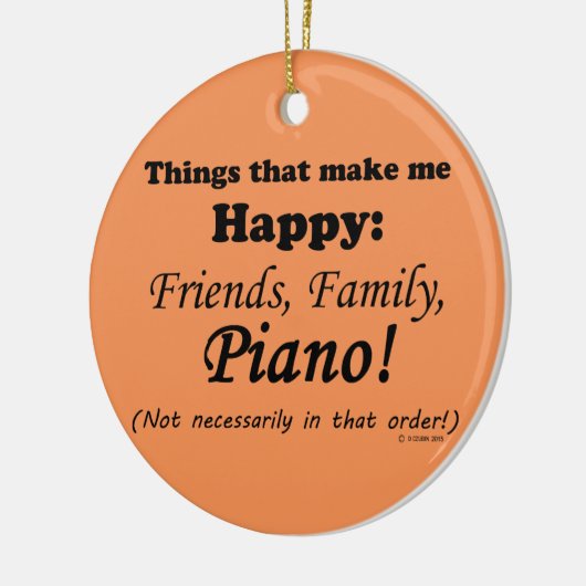 Piano maakt me gelukkig keramisch ornament (Links)