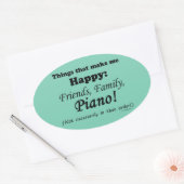 Piano maakt me gelukkig ovale sticker (Envelop)