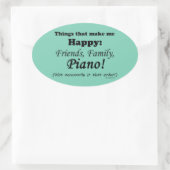 Piano maakt me gelukkig ovale sticker (Tas)