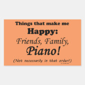 Piano maakt me gelukkig rechthoekige sticker (Voorkant)