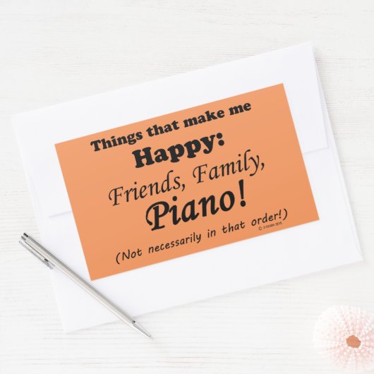 Piano maakt me gelukkig rechthoekige sticker (Envelop)