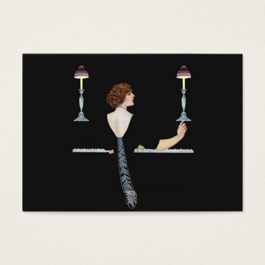 Piano Meisje Gift Label Visitekaartje (Voorkant)