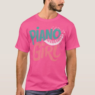 Piano Meisje Pianist Muziek Klein Zwart T-shirt