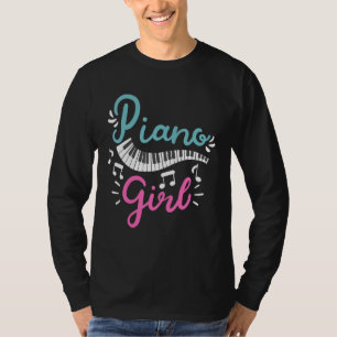Piano Meisje Pianist Piano Speler Toetsenbord T-shirt