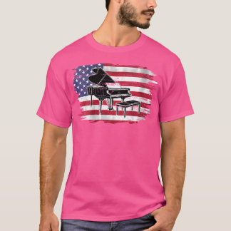 Piano met Amerikaanse vlag voor orkest T-shirt