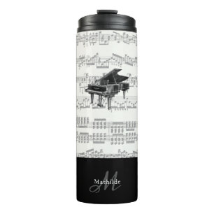  piano met bladmuziek Monogram Zwart Thermosbeker