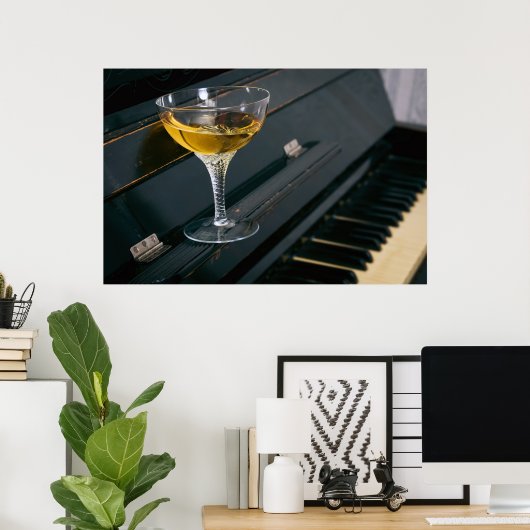 Piano met drink poster (Thuiskantoor)