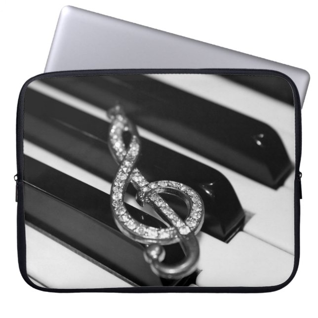 Piano met g-clef laptop sleeve (Voorkant)