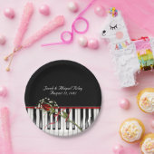 Piano met rode roos papieren bordje (Feest)