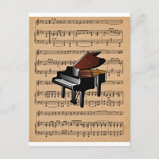 Piano ~ Met vel Music Background Briefkaart (Voorkant)