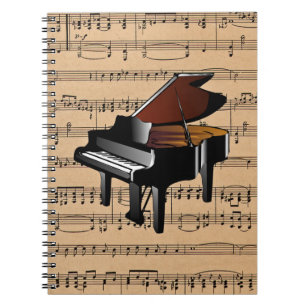 Piano ~ Met vel Music Background Notitieboek