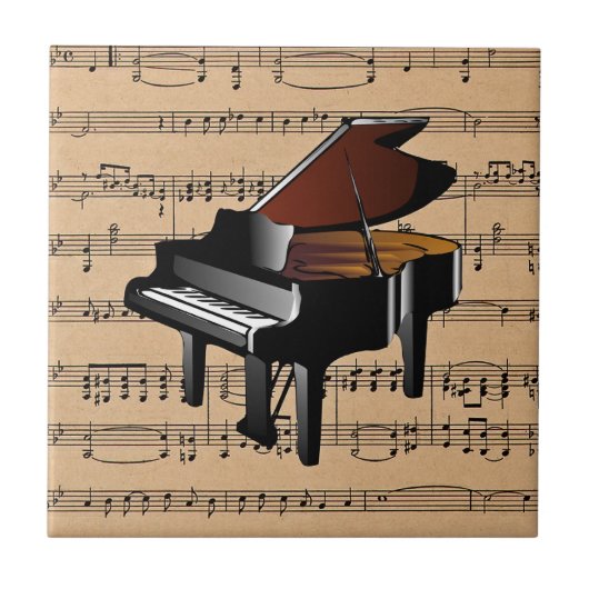 Piano ~ Met vel Music Background Tegeltje (Voorkant)