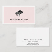 Piano Minimalist Blush Roze & Zwart Visitekaartje (Voorkant / Achterkant)