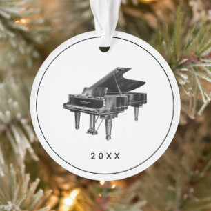  Piano-minimalistische witte feestdag Ornament