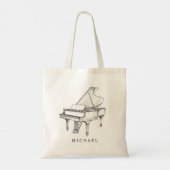Piano Moderne Lijn Tekenen Muziek Docent Musicus Tote Bag (Achterkant)