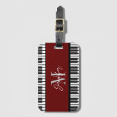 Piano Monogram Naam Gepersonaliseerd Bagagelabel (Voorkant (verticaal))