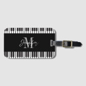 Piano Monogram Naam Gepersonaliseerd Bagagelabel (Voorkant (horizontaal))