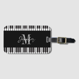 Piano Monogram Naam Gepersonaliseerd Bagagelabel