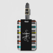 Piano Monogram Naam Gepersonaliseerd Bagagelabel (Voorkant (verticaal))