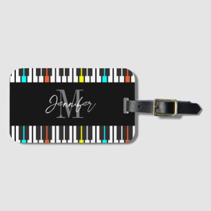 Piano Monogram Naam Gepersonaliseerd Bagagelabel