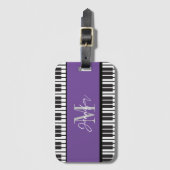 Piano Monogram Naam Gepersonaliseerd Bagagelabel (Voorkant (verticaal))