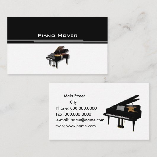 piano_mover visitekaartje (Voorkant / Achterkant)